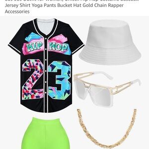 Black Hip Hop Baseball Jersey with Neon Accents Costume XXL